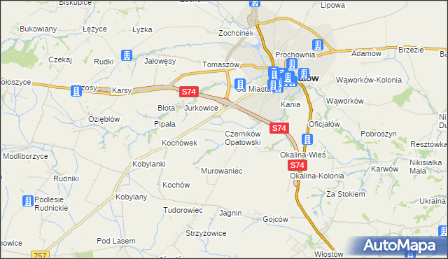 mapa Czerników Opatowski, Czerników Opatowski na mapie Targeo