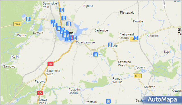 mapa Czernin gmina Sztum, Czernin gmina Sztum na mapie Targeo