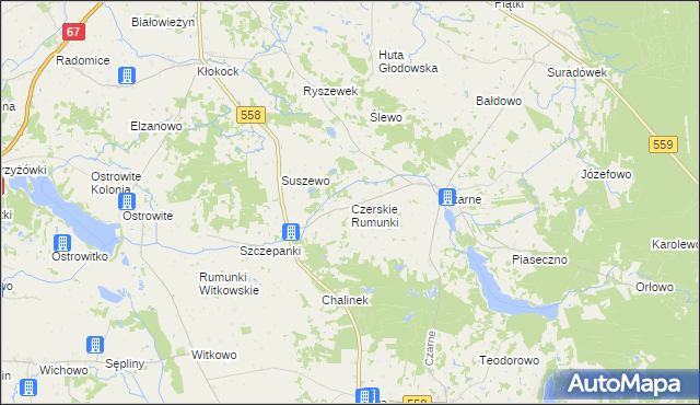 mapa Czerskie Rumunki, Czerskie Rumunki na mapie Targeo