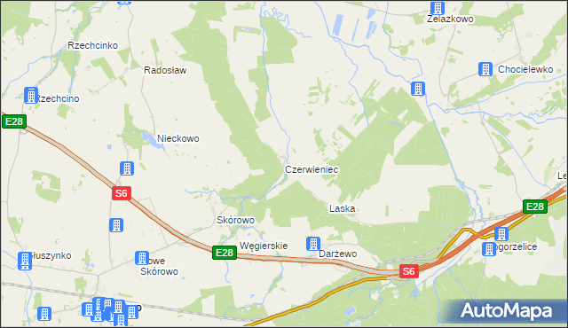 mapa Czerwieniec gmina Potęgowo, Czerwieniec gmina Potęgowo na mapie Targeo