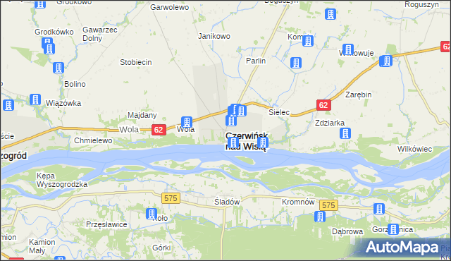 mapa Czerwińsk nad Wisłą, Czerwińsk nad Wisłą na mapie Targeo