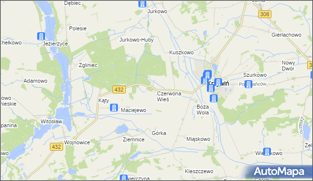 mapa Czerwona Wieś, Czerwona Wieś na mapie Targeo