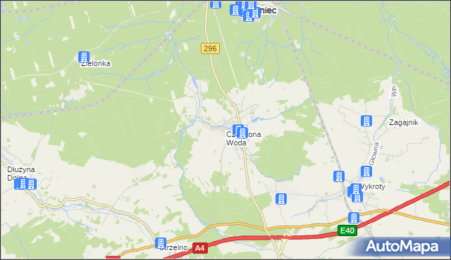 mapa Czerwona Woda gmina Węgliniec, Czerwona Woda gmina Węgliniec na mapie Targeo