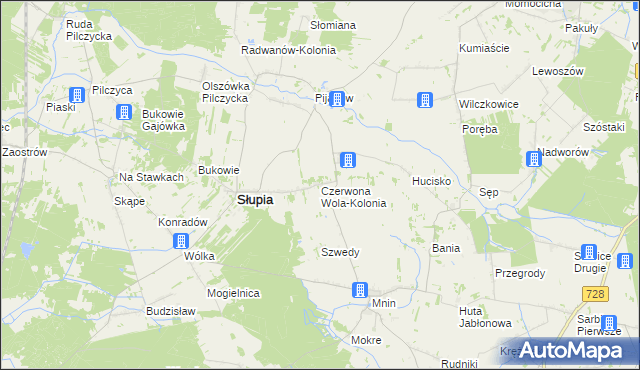 mapa Czerwona Wola-Kolonia, Czerwona Wola-Kolonia na mapie Targeo