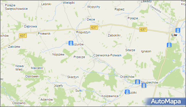 mapa Czerwonka-Folwark, Czerwonka-Folwark na mapie Targeo