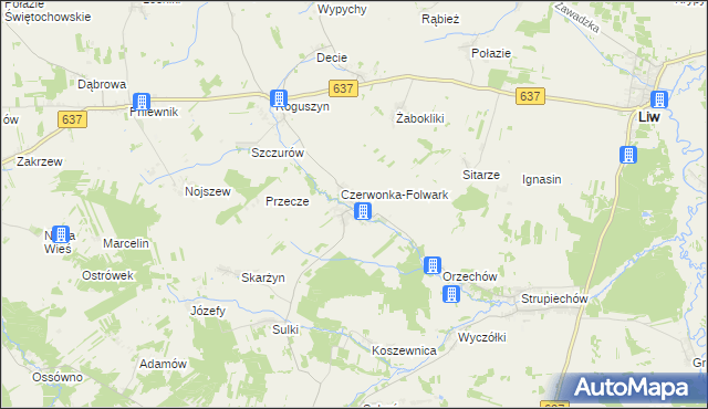 mapa Czerwonka gmina Wierzbno, Czerwonka gmina Wierzbno na mapie Targeo