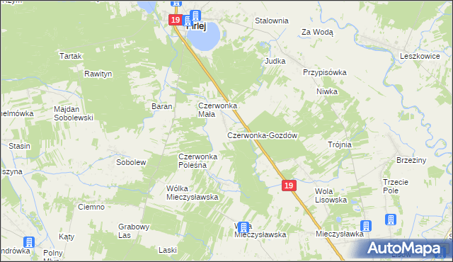 mapa Czerwonka-Gozdów, Czerwonka-Gozdów na mapie Targeo