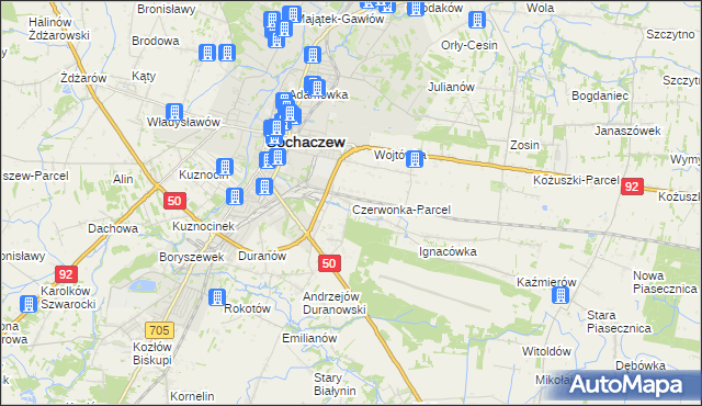 mapa Czerwonka-Parcel, Czerwonka-Parcel na mapie Targeo