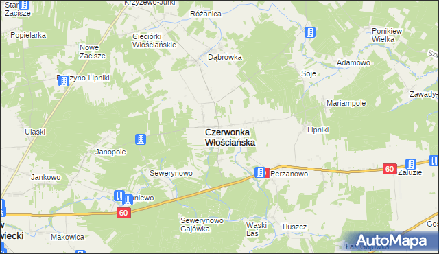 mapa Czerwonka Szlachecka, Czerwonka Szlachecka na mapie Targeo