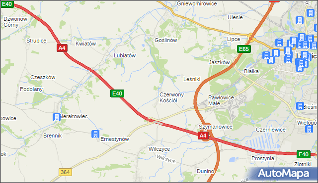 mapa Czerwony Kościół, Czerwony Kościół na mapie Targeo