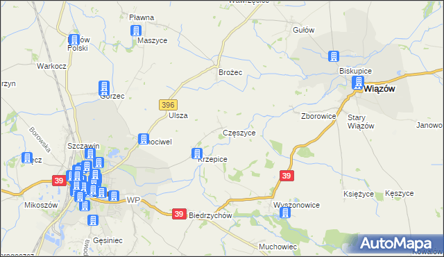 mapa Częszyce, Częszyce na mapie Targeo