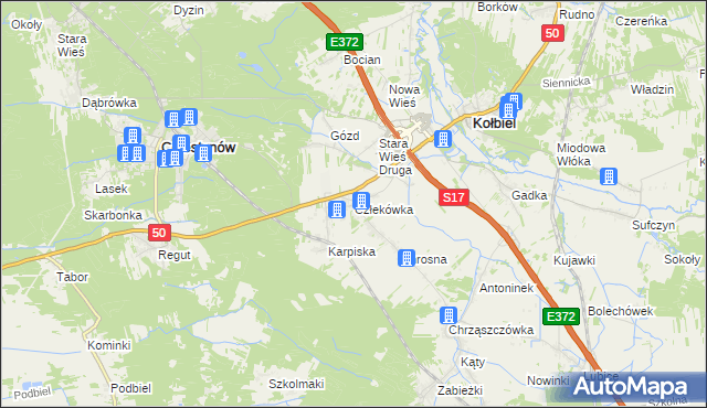 mapa Człekówka, Człekówka na mapie Targeo