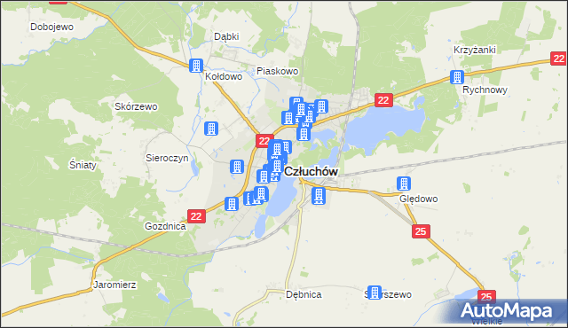 mapa Człuchów, Człuchów na mapie Targeo