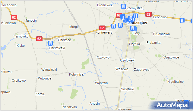 mapa Czołowo gmina Radziejów, Czołowo gmina Radziejów na mapie Targeo