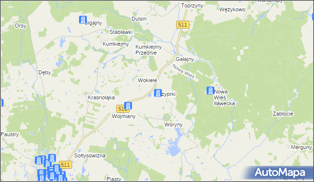mapa Czyprki gmina Górowo Iławeckie, Czyprki gmina Górowo Iławeckie na mapie Targeo