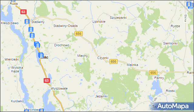 mapa Czyprki gmina Miłki, Czyprki gmina Miłki na mapie Targeo