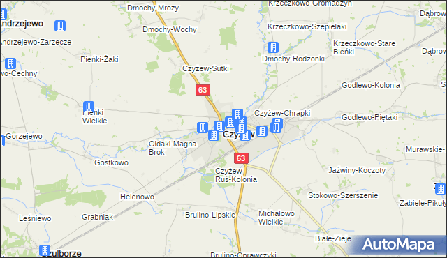 mapa Czyżew powiat wysokomazowiecki, Czyżew powiat wysokomazowiecki na mapie Targeo