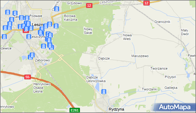 mapa Dąbcze, Dąbcze na mapie Targeo