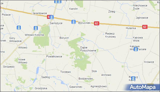 mapa Dąbie Poduchowne, Dąbie Poduchowne na mapie Targeo