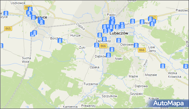 mapa Dąbków, Dąbków na mapie Targeo