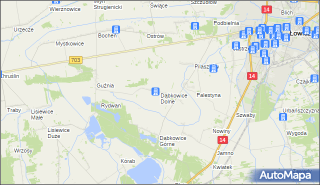 mapa Dąbkowice Dolne, Dąbkowice Dolne na mapie Targeo