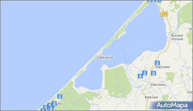 mapa Dąbkowice gmina Darłowo, Dąbkowice gmina Darłowo na mapie Targeo