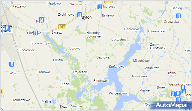 mapa Dąbrowa gmina Bytoń, Dąbrowa gmina Bytoń na mapie Targeo