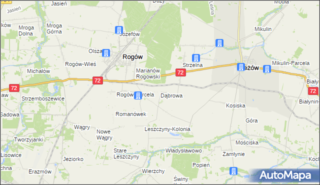 mapa Dąbrowa gmina Jeżów, Dąbrowa gmina Jeżów na mapie Targeo