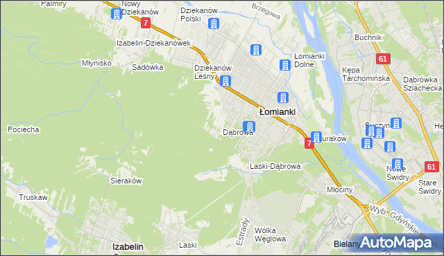 mapa Dąbrowa gmina Łomianki, Dąbrowa gmina Łomianki na mapie Targeo