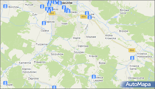 mapa Dąbrowa gmina Lubaczów, Dąbrowa gmina Lubaczów na mapie Targeo