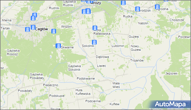 mapa Dąbrowa gmina Mrozy, Dąbrowa gmina Mrozy na mapie Targeo