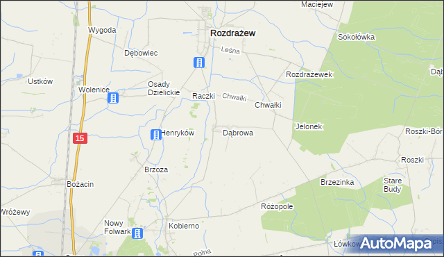 mapa Dąbrowa gmina Rozdrażew, Dąbrowa gmina Rozdrażew na mapie Targeo