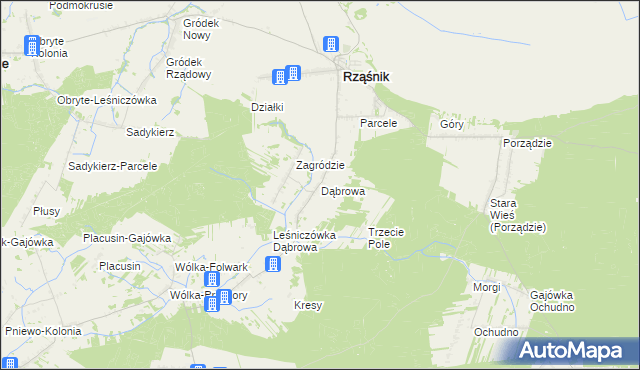 mapa Dąbrowa gmina Rząśnik, Dąbrowa gmina Rząśnik na mapie Targeo