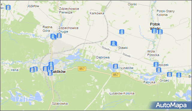 mapa Dąbrowa gmina Zaklików, Dąbrowa gmina Zaklików na mapie Targeo