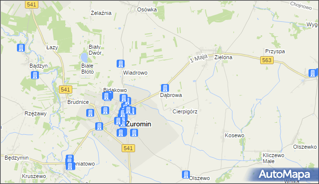 mapa Dąbrowa gmina Żuromin, Dąbrowa gmina Żuromin na mapie Targeo