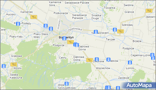 mapa Dąbrowa Górna gmina Bodzentyn, Dąbrowa Górna gmina Bodzentyn na mapie Targeo