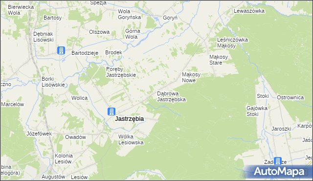 mapa Dąbrowa Jastrzębska, Dąbrowa Jastrzębska na mapie Targeo