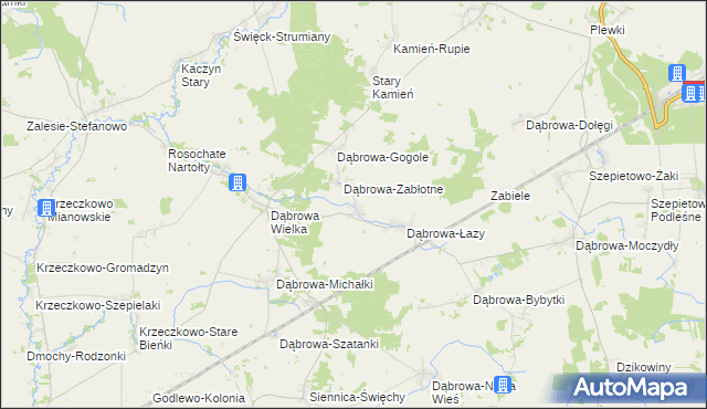 mapa Dąbrowa-Kaski, Dąbrowa-Kaski na mapie Targeo