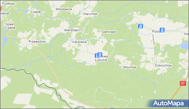 mapa Dąbrowa Łużycka, Dąbrowa Łużycka na mapie Targeo