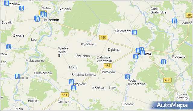 mapa Dąbrowa Widawska, Dąbrowa Widawska na mapie Targeo