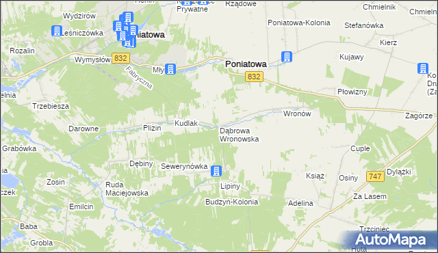 mapa Dąbrowa Wronowska, Dąbrowa Wronowska na mapie Targeo