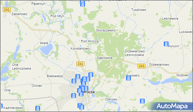 mapa Dąbrowice gmina Mrocza, Dąbrowice gmina Mrocza na mapie Targeo