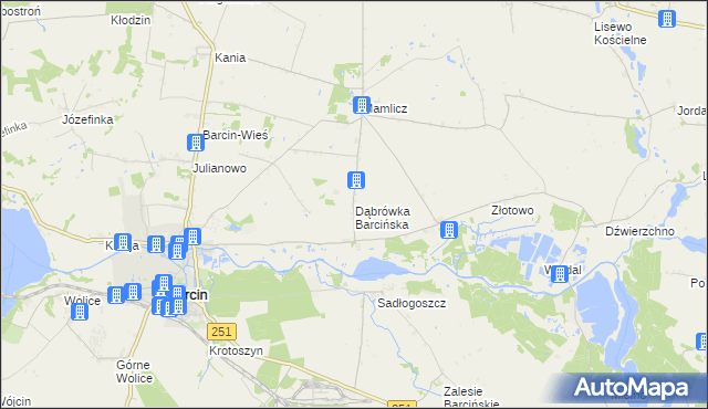 mapa Dąbrówka Barcińska, Dąbrówka Barcińska na mapie Targeo