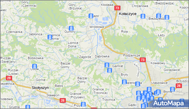 mapa Dąbrówka gmina Brzyska, Dąbrówka gmina Brzyska na mapie Targeo