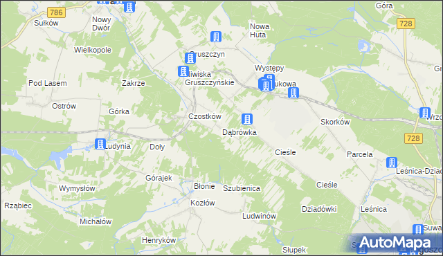 mapa Dąbrówka gmina Krasocin, Dąbrówka gmina Krasocin na mapie Targeo