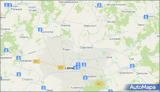 mapa Dąbrówka gmina Latowicz, Dąbrówka gmina Latowicz na mapie Targeo