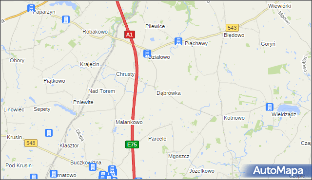 mapa Dąbrówka gmina Płużnica, Dąbrówka gmina Płużnica na mapie Targeo