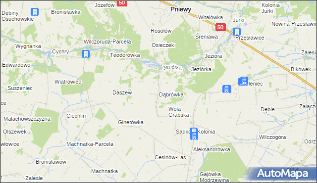 mapa Dąbrówka gmina Pniewy, Dąbrówka gmina Pniewy na mapie Targeo