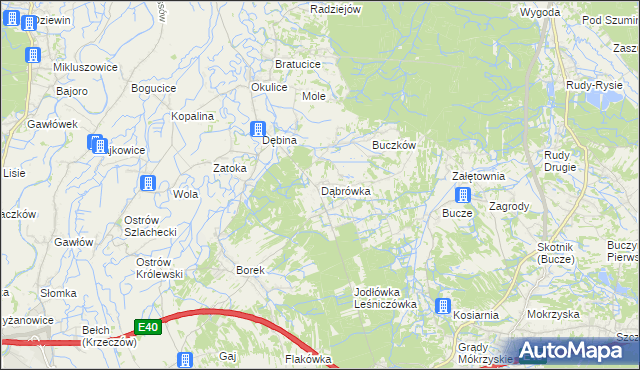 mapa Dąbrówka gmina Rzezawa, Dąbrówka gmina Rzezawa na mapie Targeo