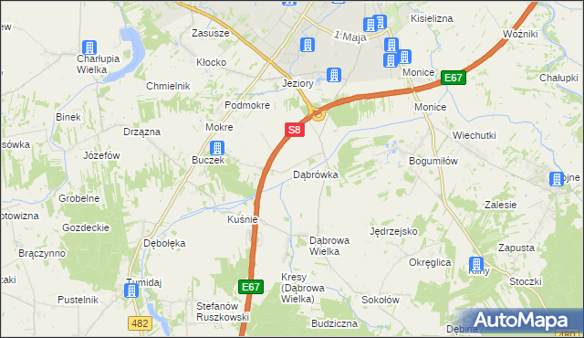 mapa Dąbrówka gmina Sieradz, Dąbrówka gmina Sieradz na mapie Targeo